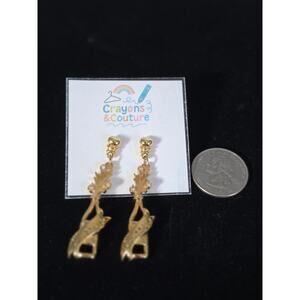 Vintage Avon Earrings Pierced Champagne Bottle GoldTone Statement Dangle Fun